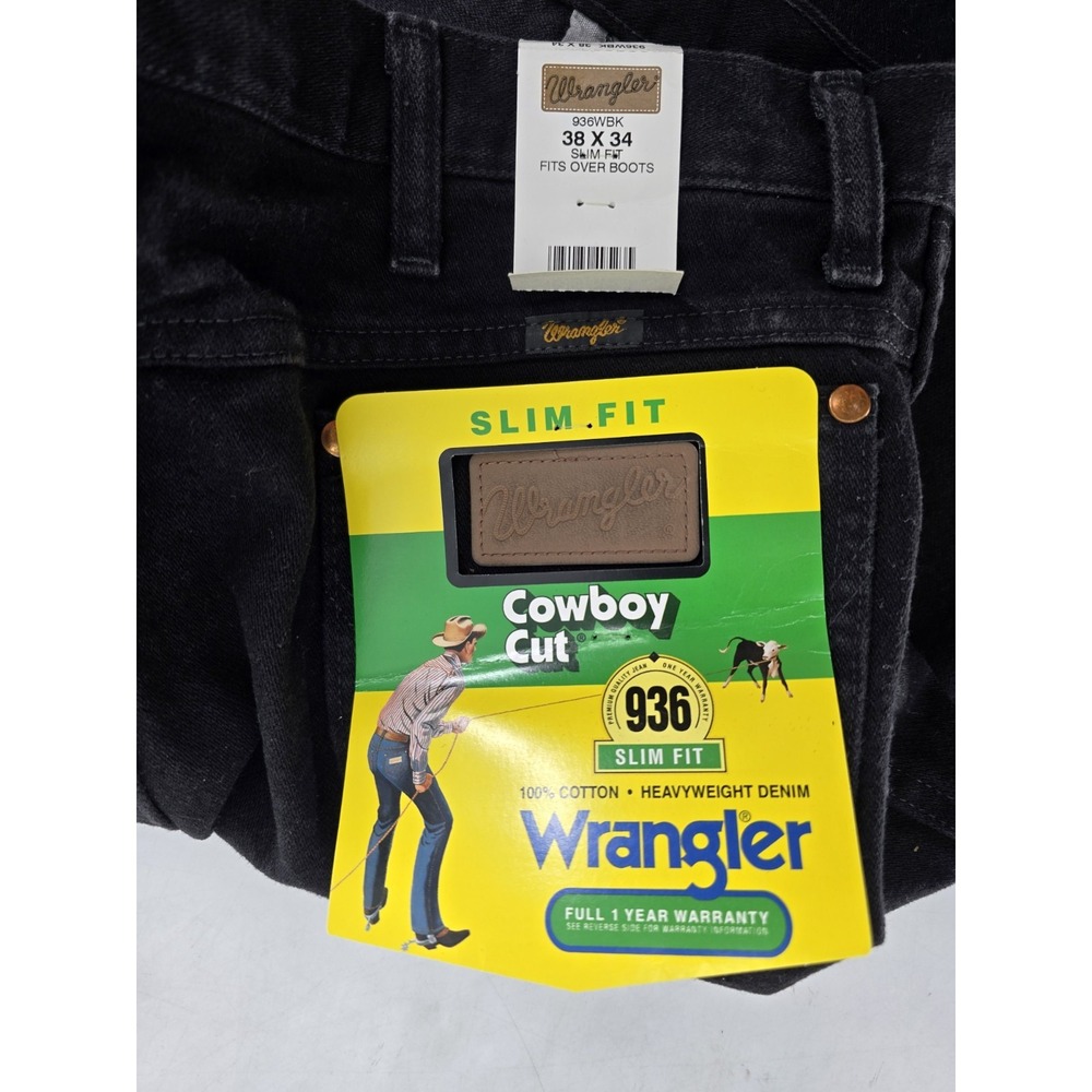 Wrangler‎ Men's 936 High Rise Cowboy Cut Slim Fit Straight Jeans 936WBK 38 x 34